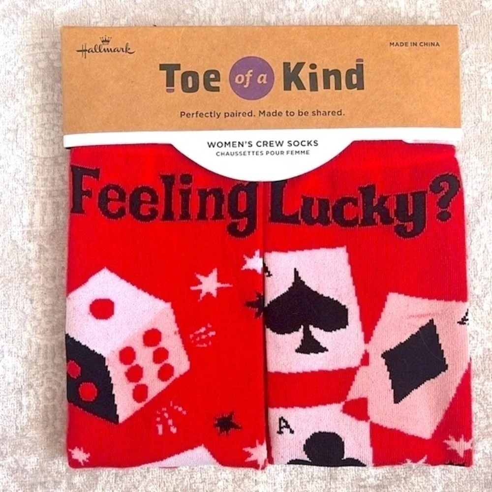 Brand New Set Toe of a Kind Crew Socks Feeling Lucky Card Player Sailor Mermaid